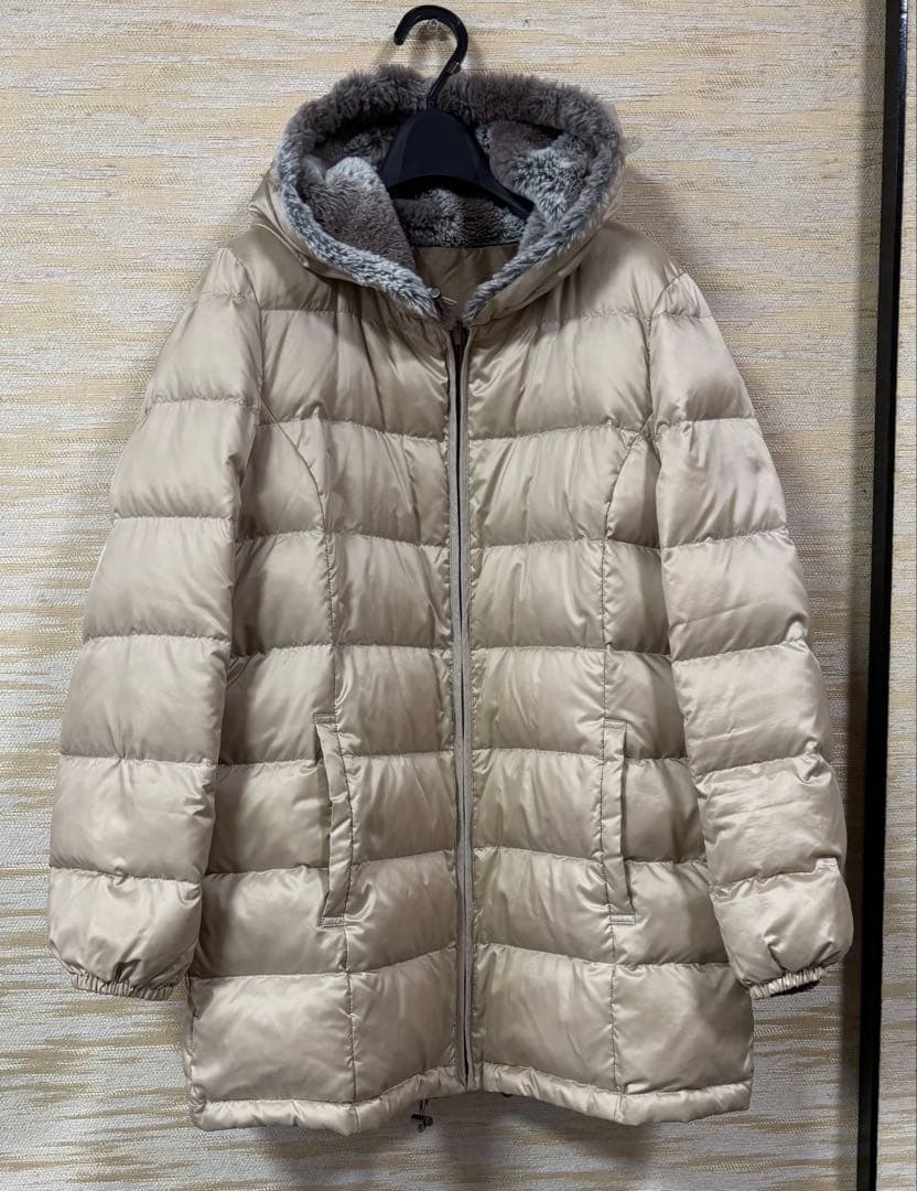 23区・ベージュファー付きモッズコート　サイズ44