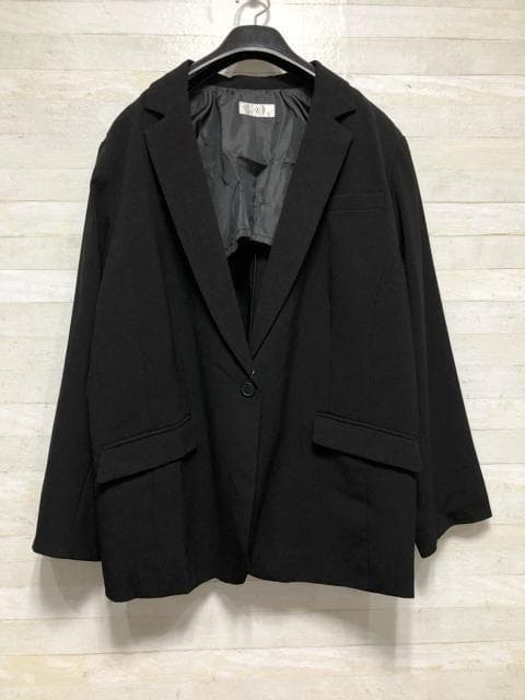 新品☆6L黒系無地ストレッチ洗えるストレートパンツスーツ〇p913