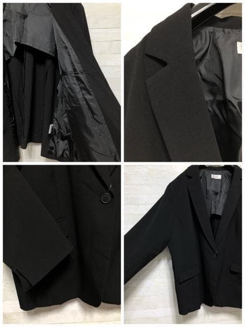 新品☆6L黒系無地ストレッチ洗えるストレートパンツスーツ〇p913