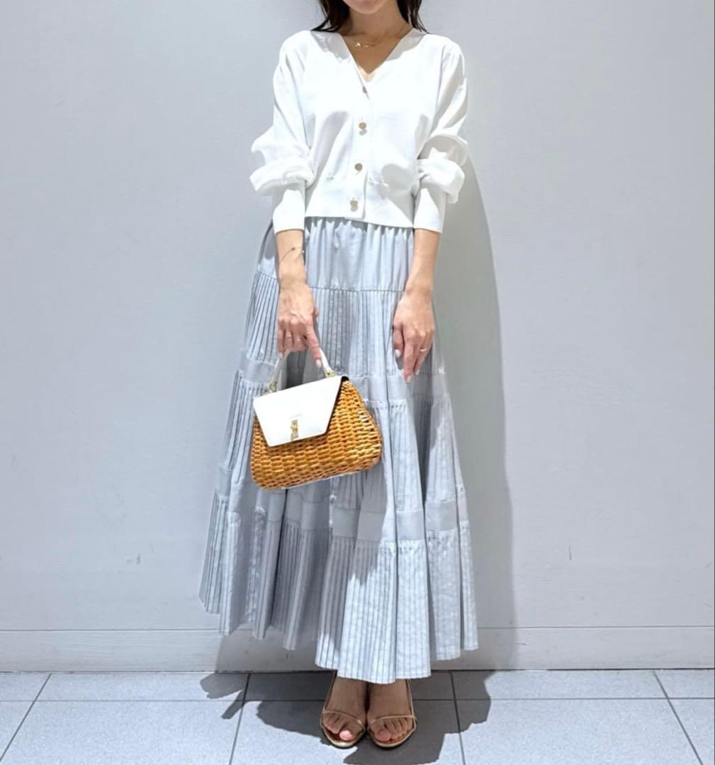 【美品】3段ティアードスカート ライトグレー 38ラブティックボンボン