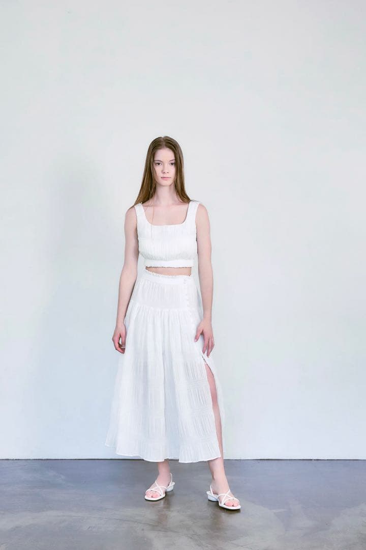 equalment Micro pleats flare skirt ホワイト
