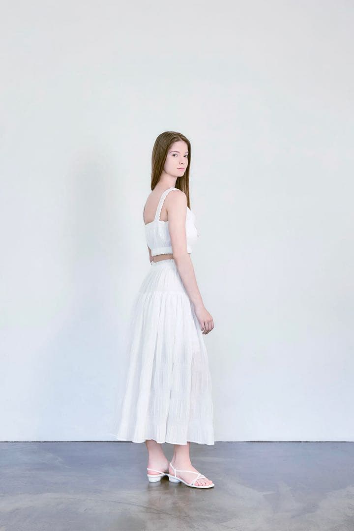 equalment Micro pleats flare skirt ホワイト