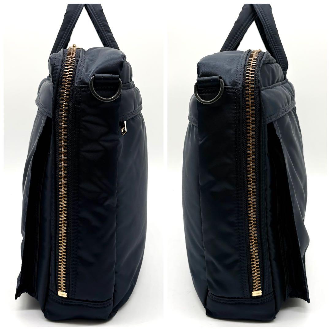 【極美品】ポーター タンカー 2way ブリーフケース ナイロン アイアンブルー