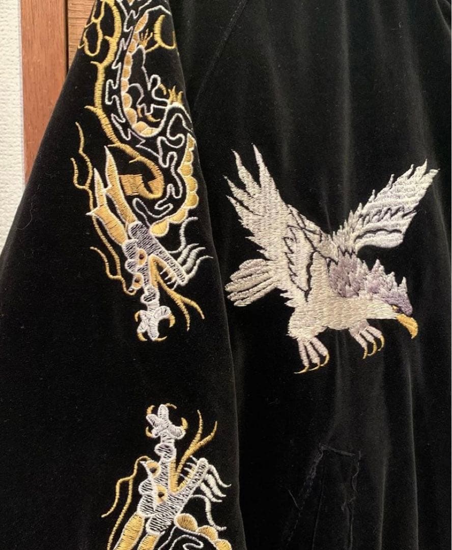 黒ベルベット　ベロア　スカジャン　中綿