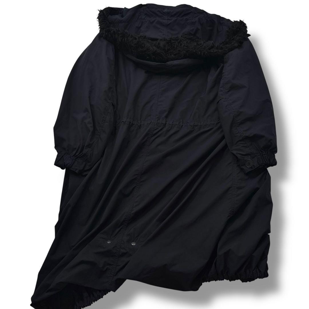 【高級】ATON エイトン　モッズコート　フード　ライナー　ファー　ネイビー