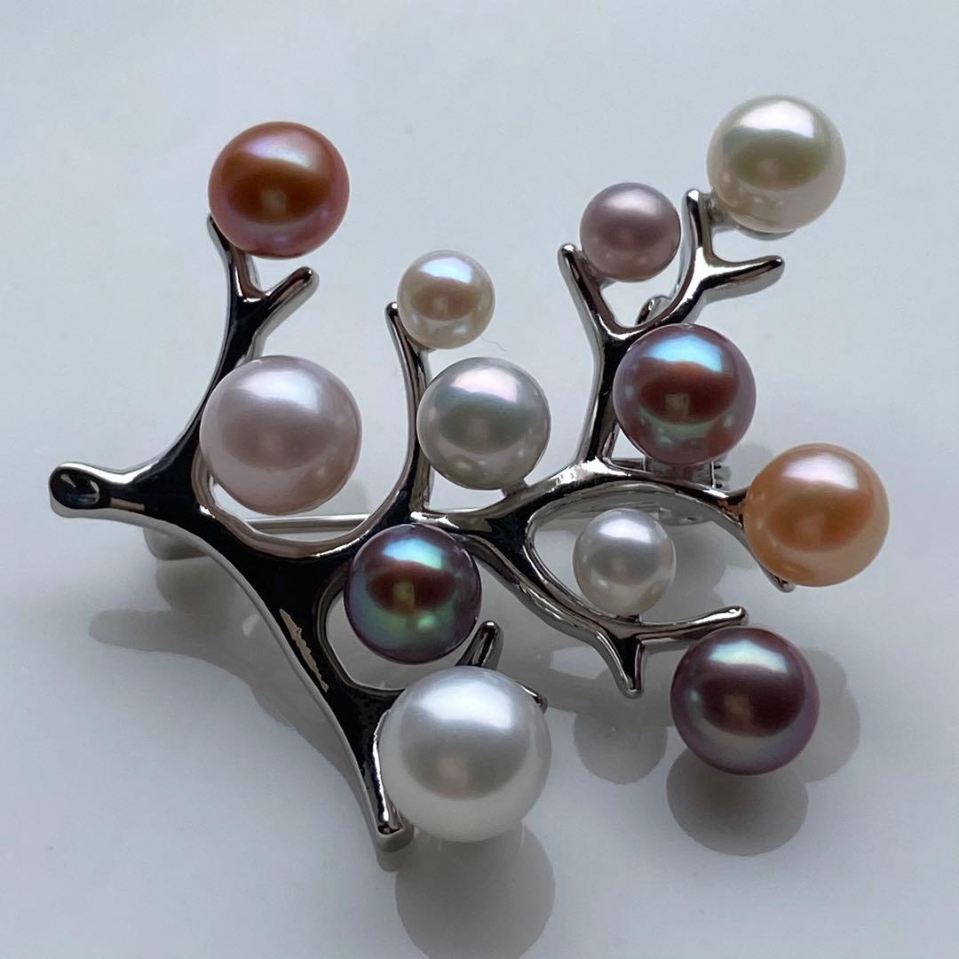 本真珠　淡水無核パール両用ブローチ/ネックレストップ　小粒多彩BL042