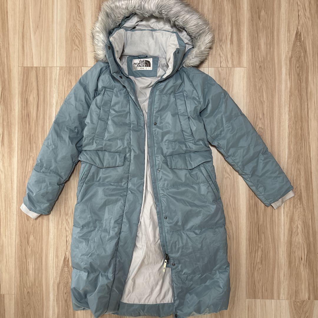 【希少カラー】ノースフェイス ロングダウン ベンチコート 肩ロゴ レディースM