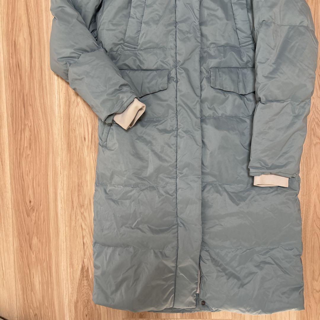 【希少カラー】ノースフェイス ロングダウン ベンチコート 肩ロゴ レディースM