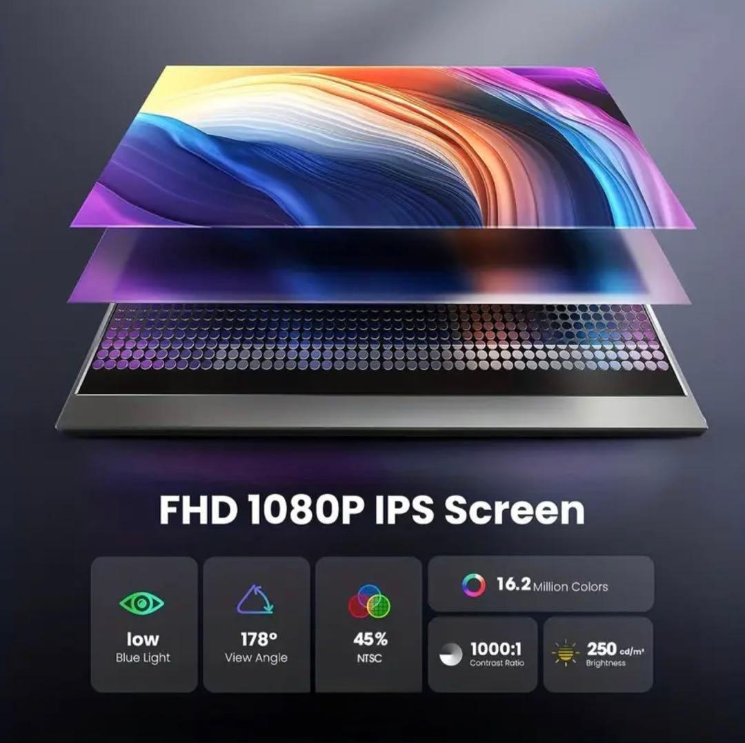 WUAWEモバイルモニター15.6インチ フルHD ポータブルモニター