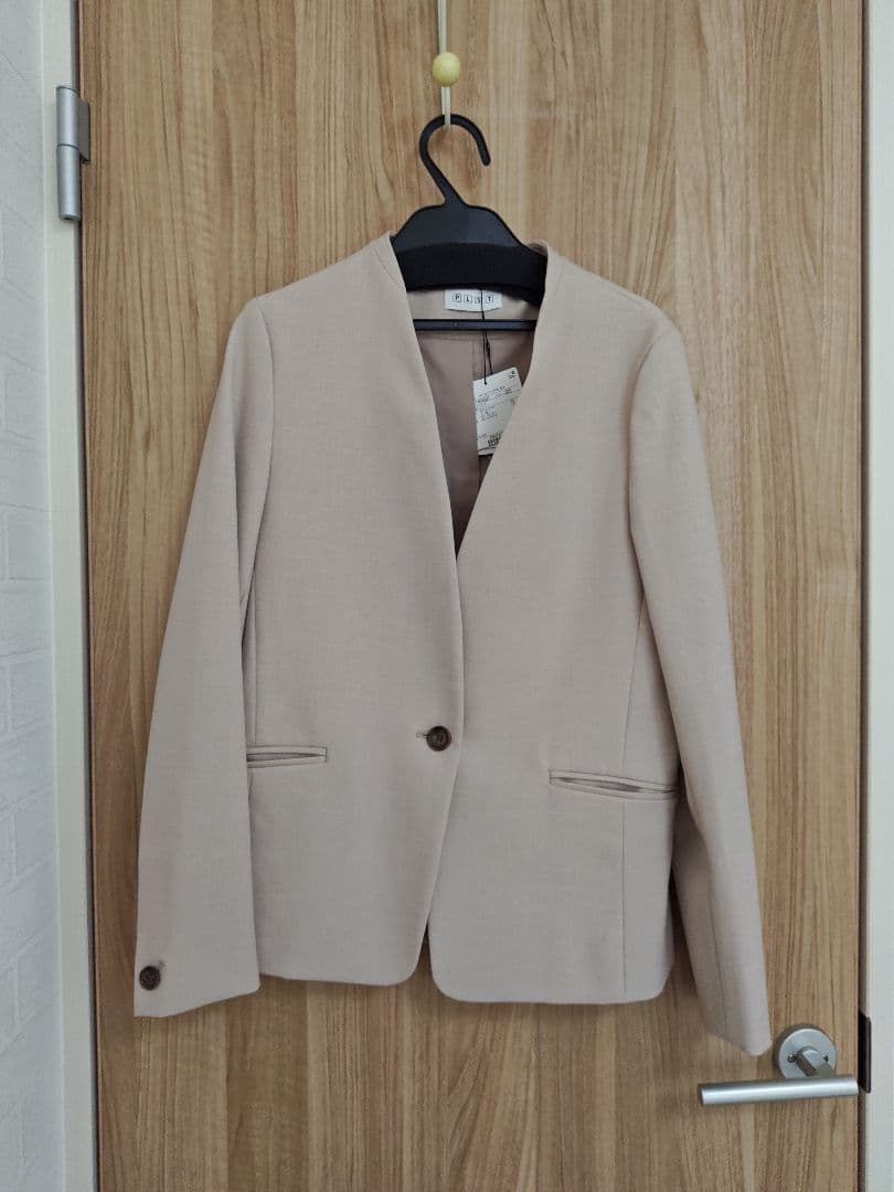 PLST　ブラッシュドバック　セットアップ　スーツ上下 ベージュ S