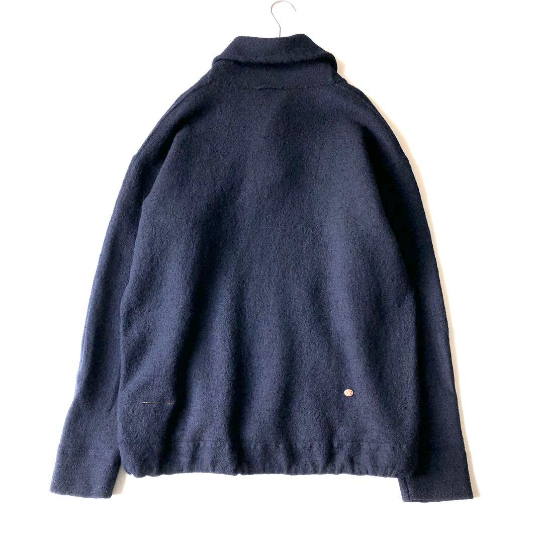 3007y美品 45R アルル縮重ショールプル 紺 ウール　現行タグ 近年 XL