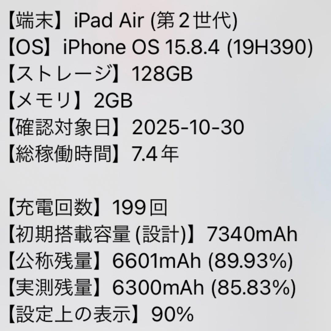 送無料F12 iPad Air 第2世代 スペースグレイ 128GB Wi-Fi