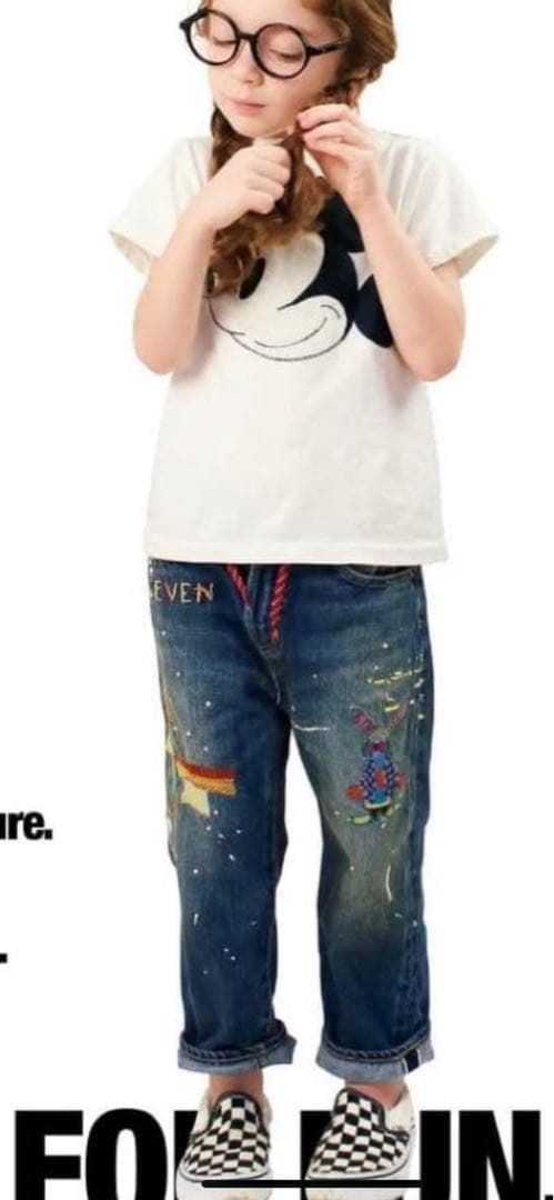 たなとしDENIMDUNGAREE 刺繍ペンキ飛ばしデニムパンツ