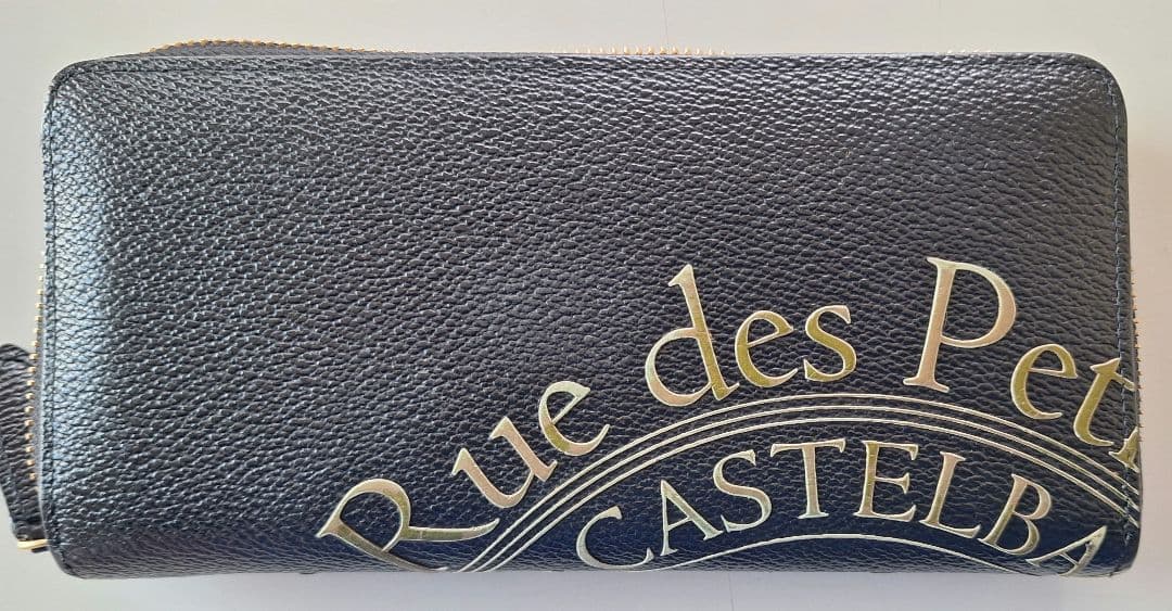 カステルバジャック 長財布 ラウンドファスナー 黒 金