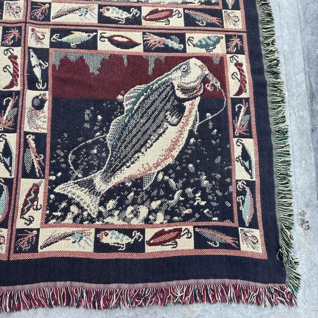 釣り　魚　マルチカバー　ソファーカバー　ヴィンテージラグ　178x120