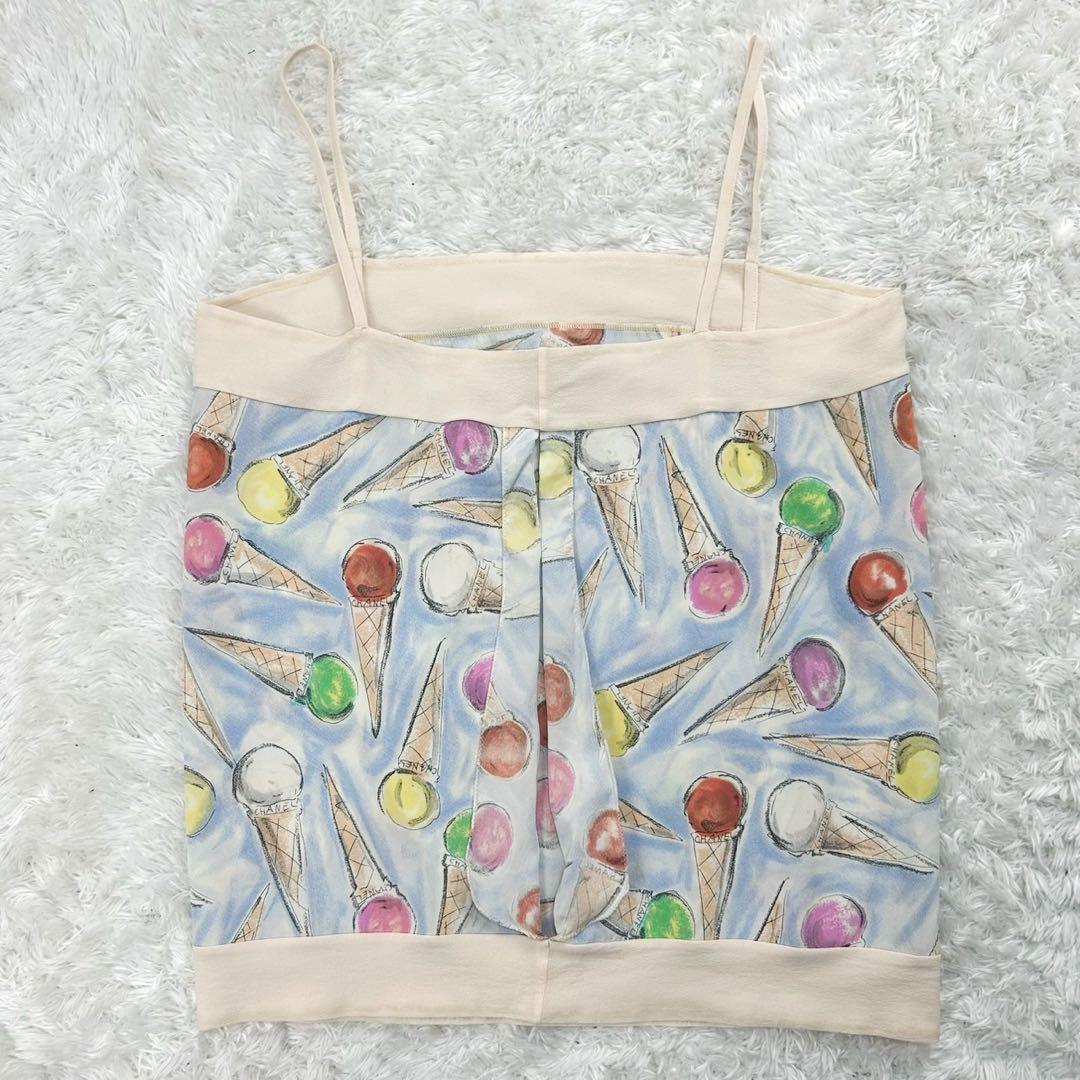 【美品・付属品付き】シャネル☆総柄入りキャミソール アイスクリーム ブランドロゴ