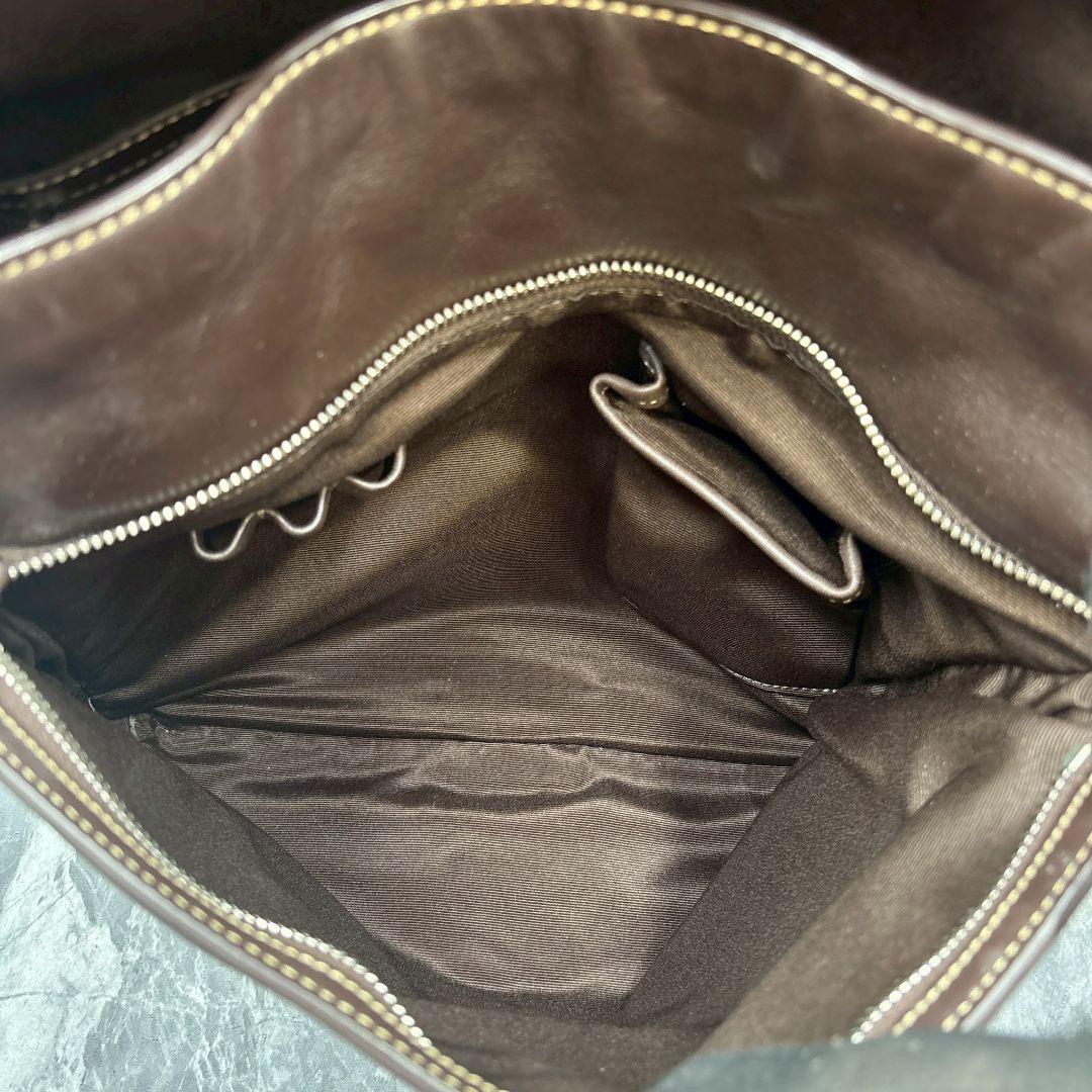 【美品】コーチ メッセンジャーバッグ オールレザー ブラウン 金具 チャーム