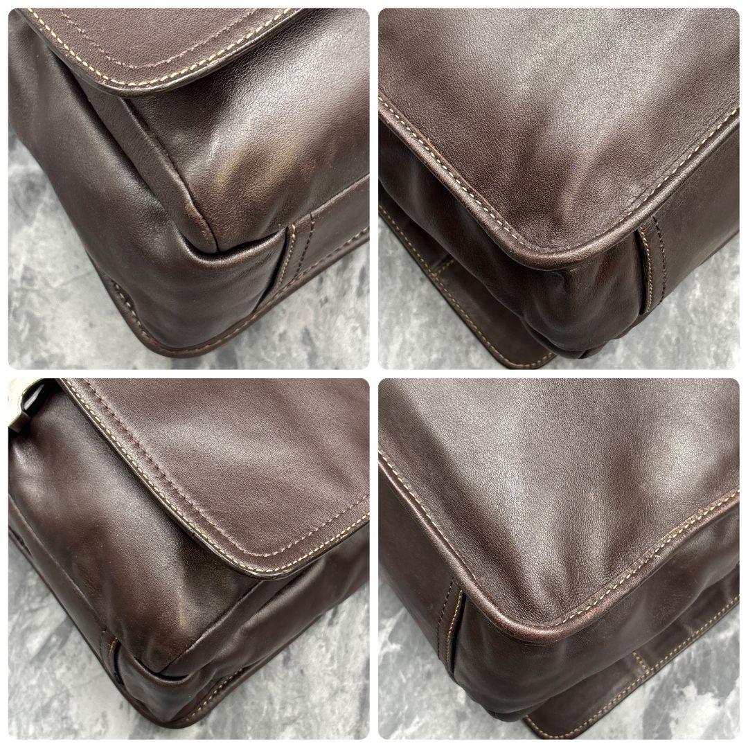 【美品】コーチ メッセンジャーバッグ オールレザー ブラウン 金具 チャーム