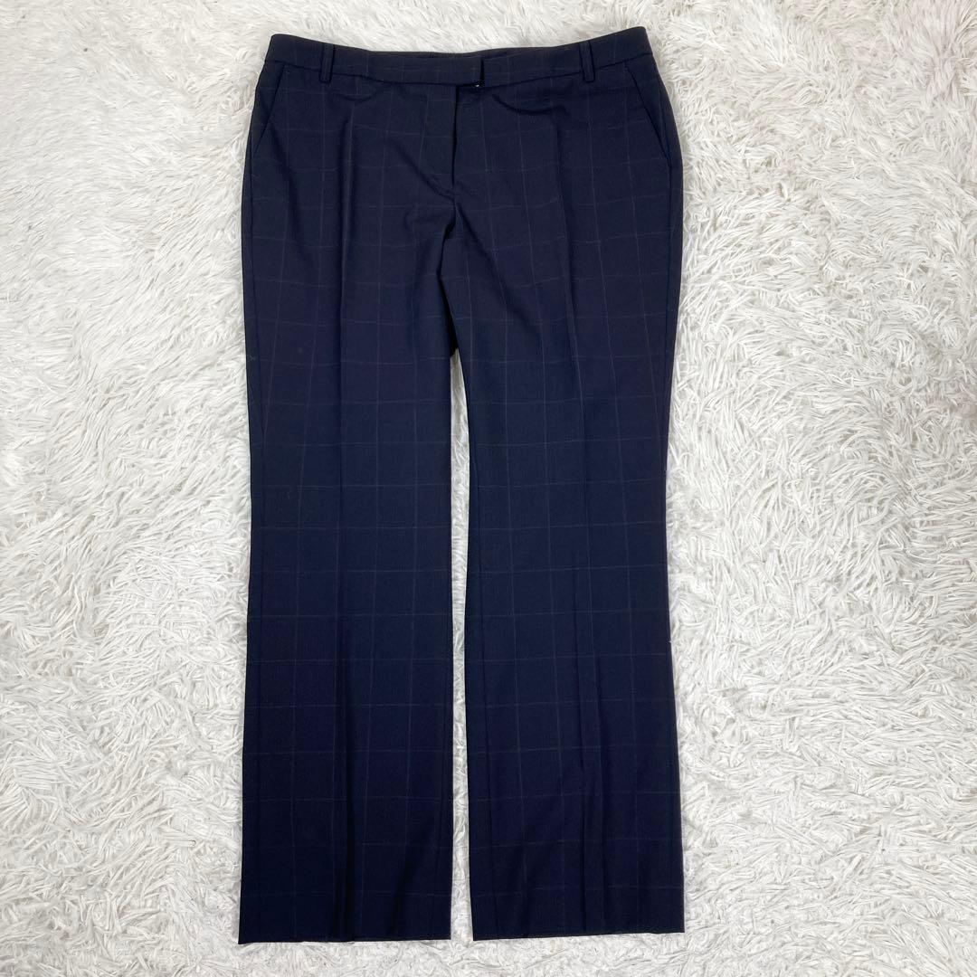 極美品スーツセレクト　3点セットアップスーツ　ネイビー　チェック　ウォッシャブル