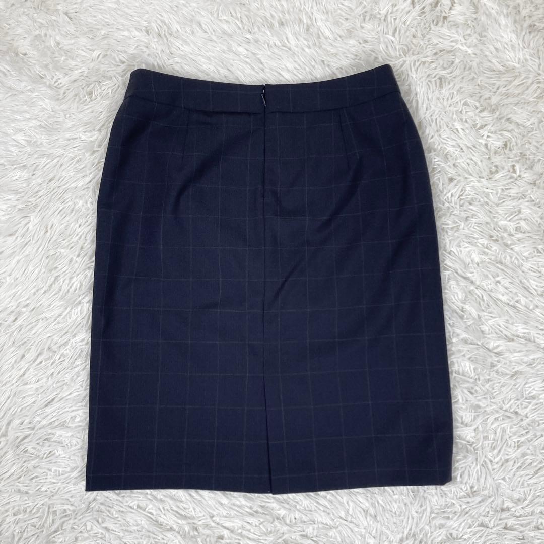 極美品スーツセレクト　3点セットアップスーツ　ネイビー　チェック　ウォッシャブル