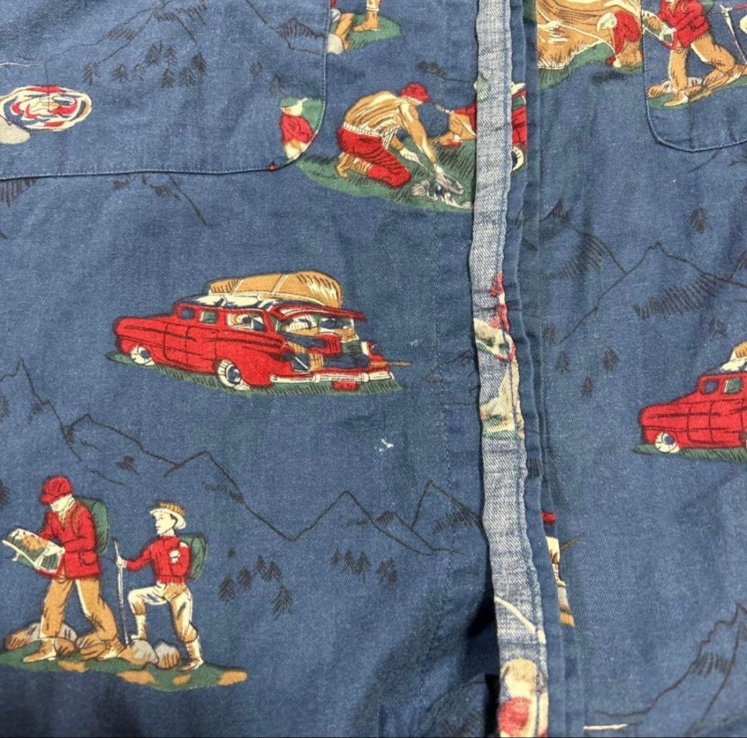 90s RALPH LAUREN ラルフローレン キャンプ　総柄 シャツ