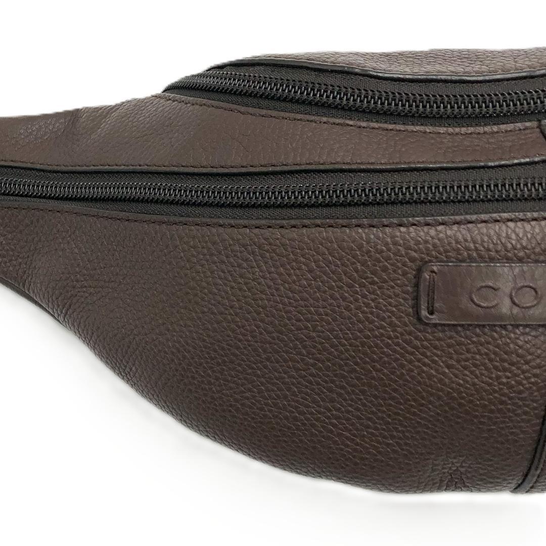 【極美品】COACHコーチ ウエストバッグ クロスボディ シボ革 　ブラウン