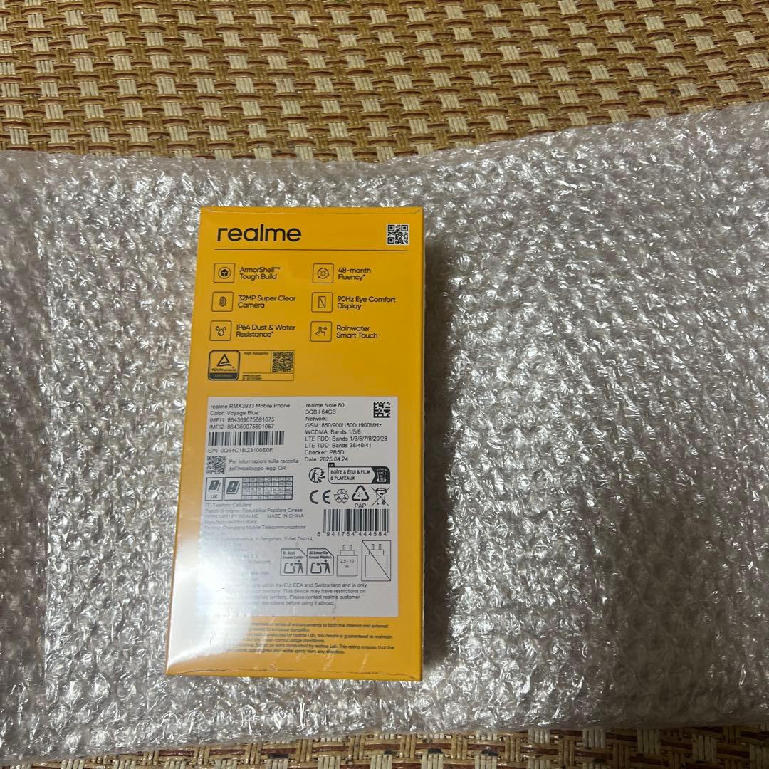 SIMフリー／realme Note60／ブルー／3＋64GB【未開封】