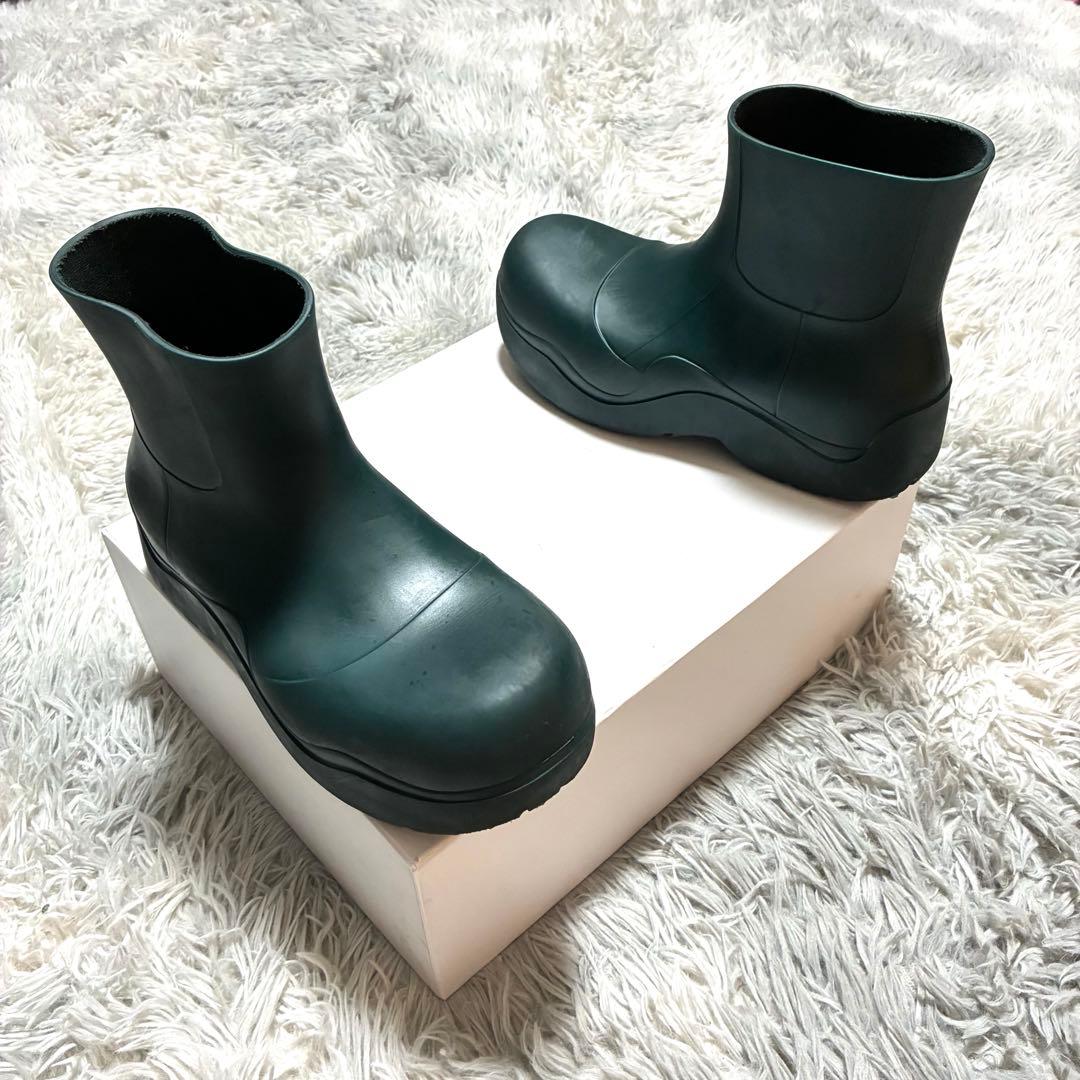 【良品】BOTTEGA VENETA パドルブーツ 38 イタリア製 グリーン