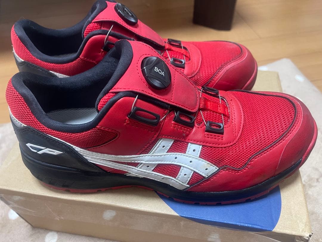 ASICS BOAウィンジョブ安全靴 レッドCP209とCP301の2セット中古