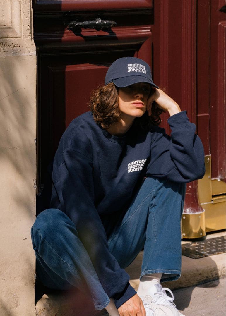 トップス boutique crewneck sweat navy ovy 1ldk