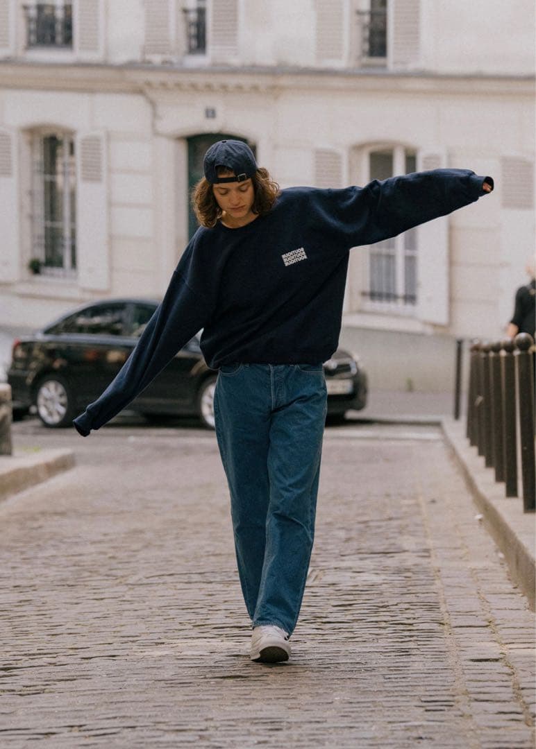 トップス boutique crewneck sweat navy ovy 1ldk