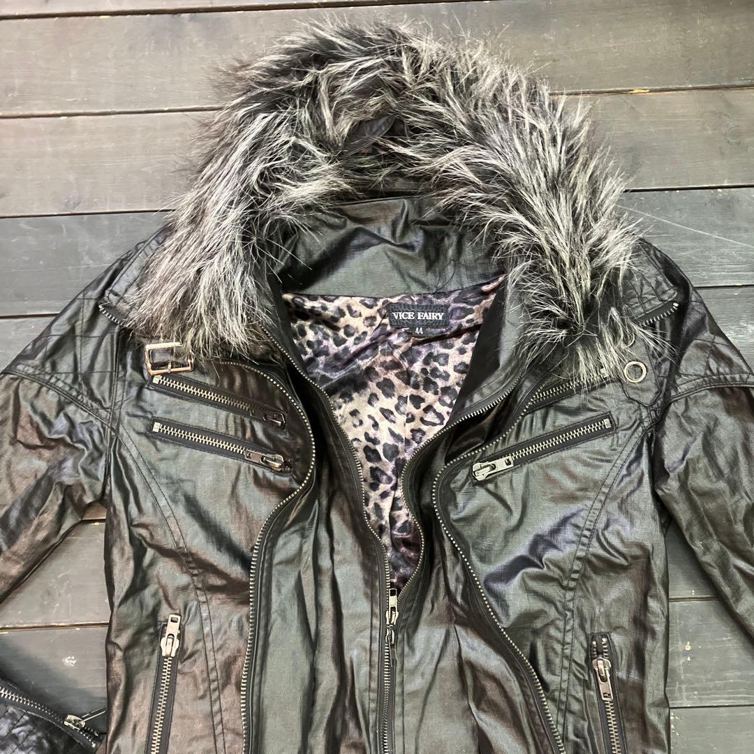 z*様 VICEFAIRY ファーフェイクレイヤーライダースジャケット 44 在