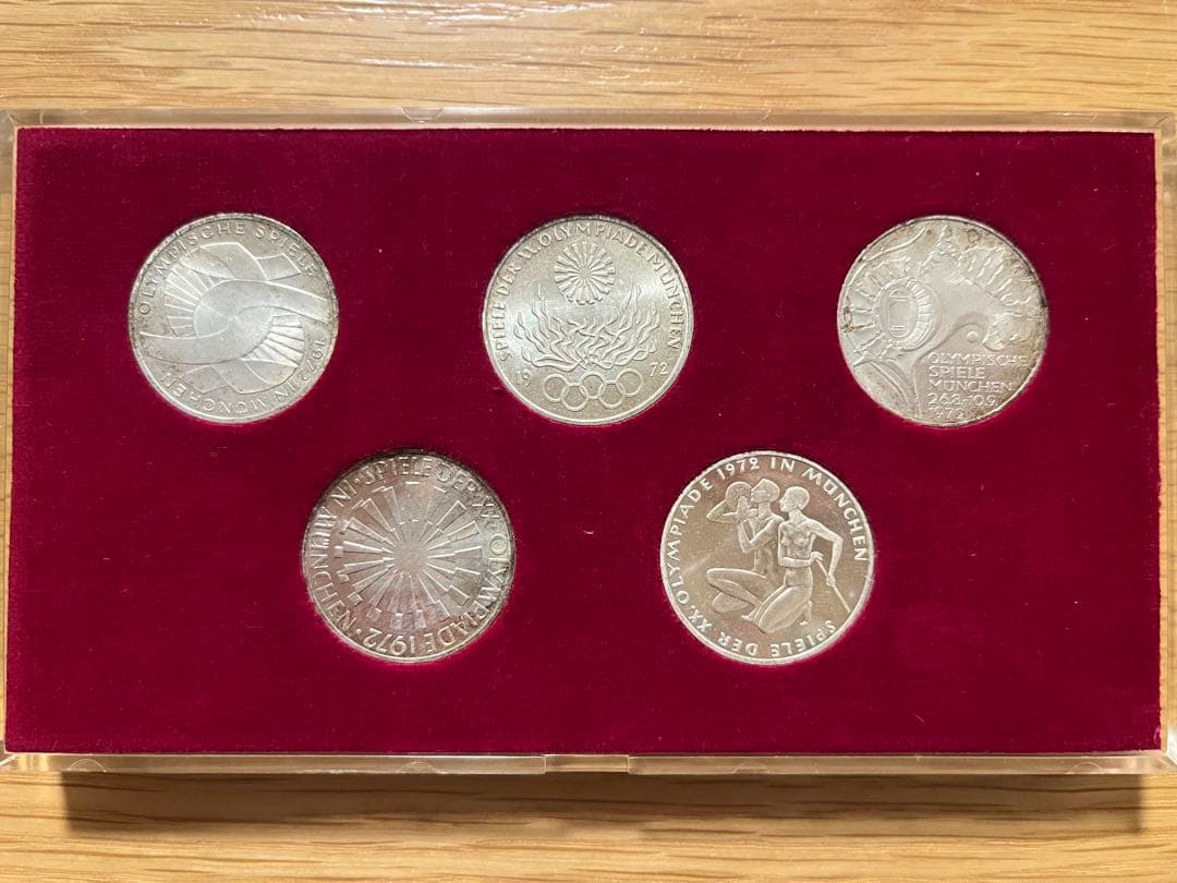 1972年　ミュンヘンオリンピック　10マルク　銀貨　5点セット　ケース入り