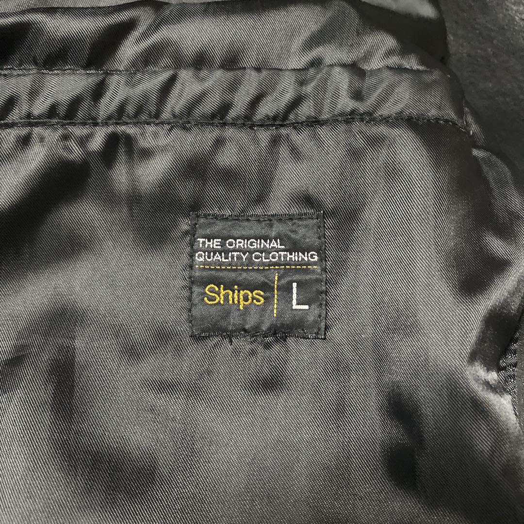 SHIPS カーコート　カウレザー　レザージャケット　本革　ブラック　L