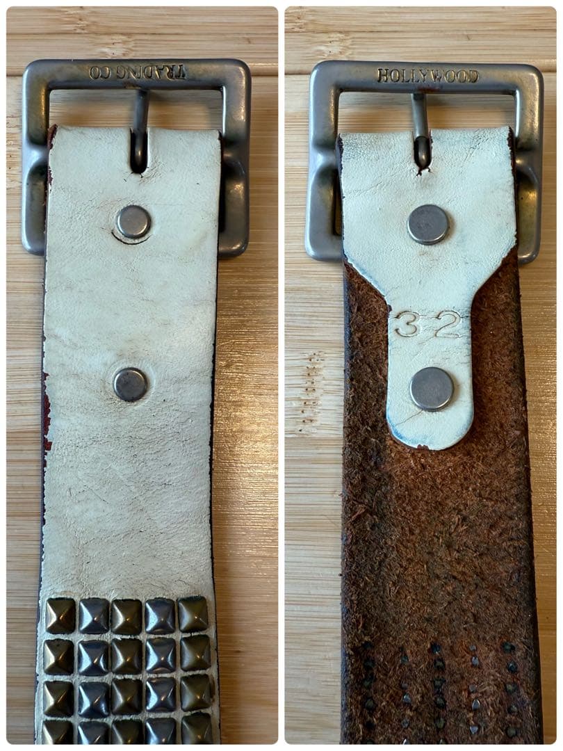 ⭐️HTC⭐️5連ピラミッド⭐️シルバー&ブラススタッズコンビ⭐️ホワイトレザー⭐️32