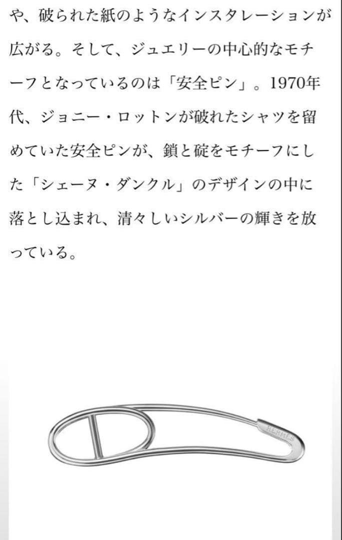 HERMES エルメス シェーヌダンクル パンク ブローチ 藤原ヒロシ 安全ピン