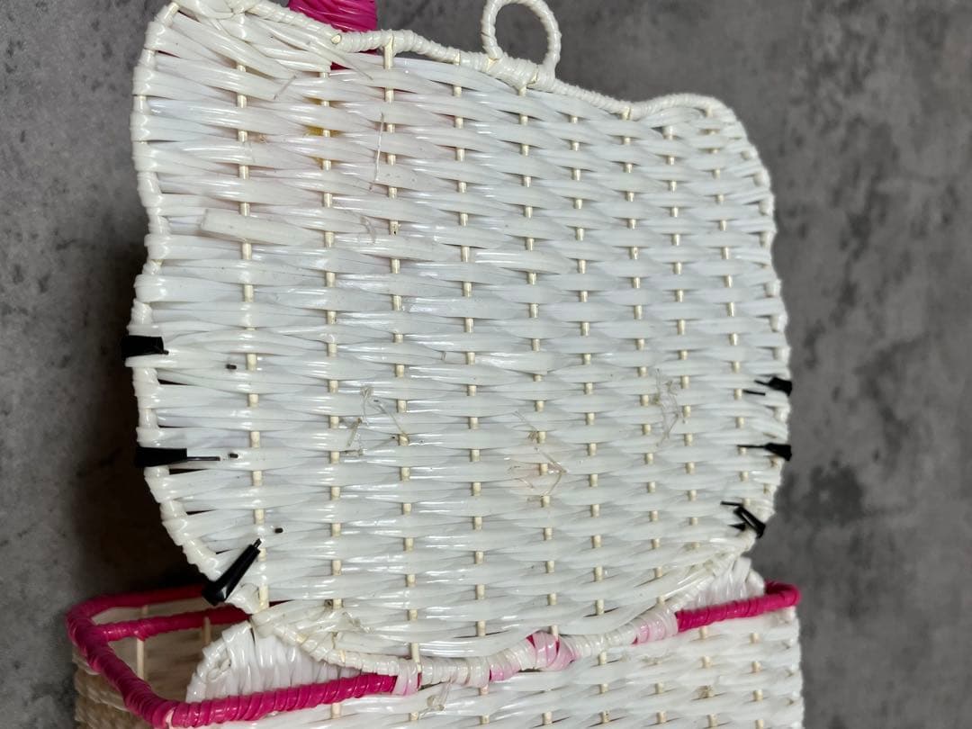 キティ KITTY 籐風 カゴ 小物入れ 編みかご 激レア rare 平成レトロ