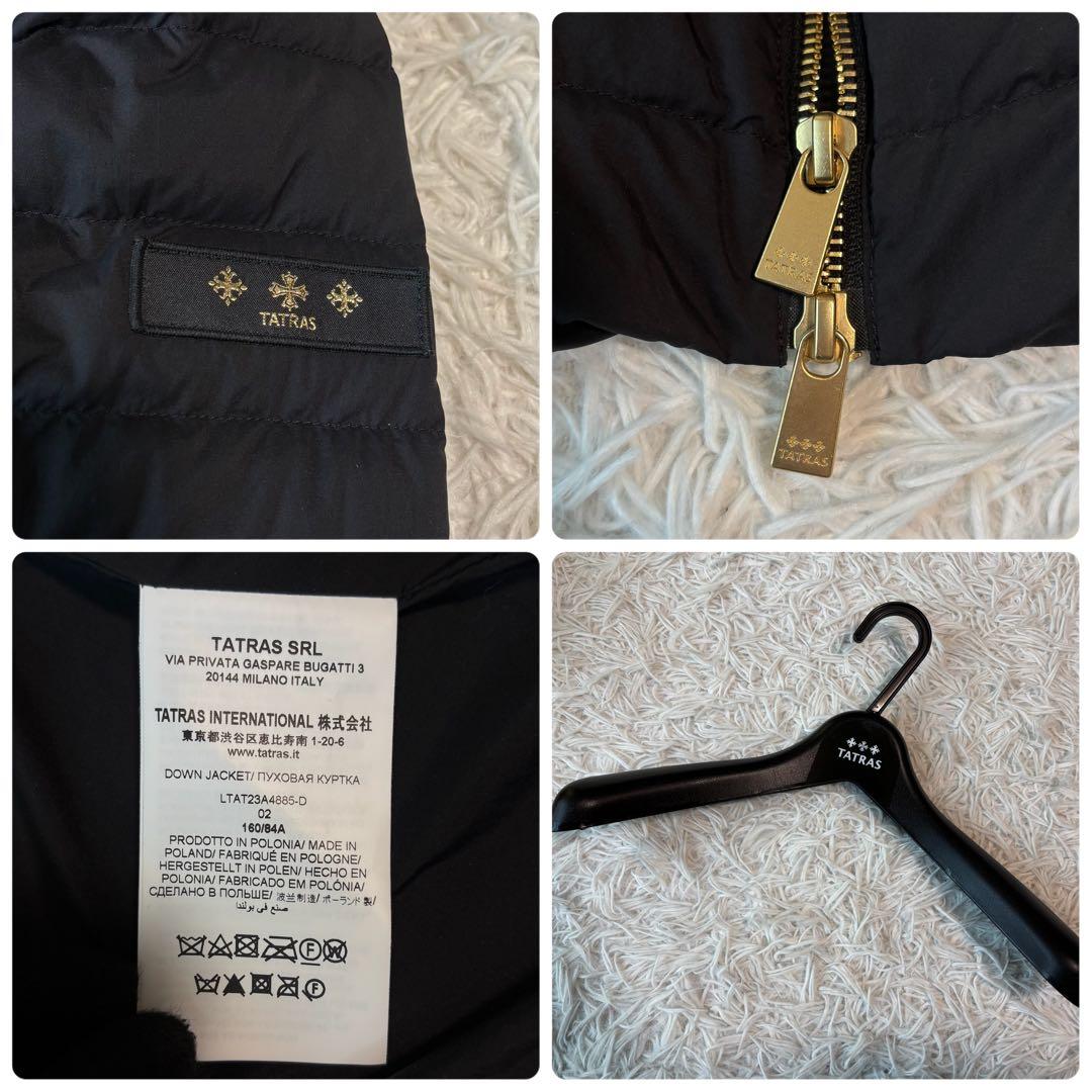 極美品/付属品✨タトラス ダウンジャケット ノコ ノーカラー ゴールドジップ 黒