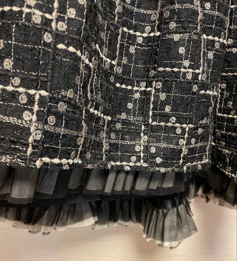 【美品】Rene★ワンピースドレス　ゴールド　黒　チュール　アシンメトリー