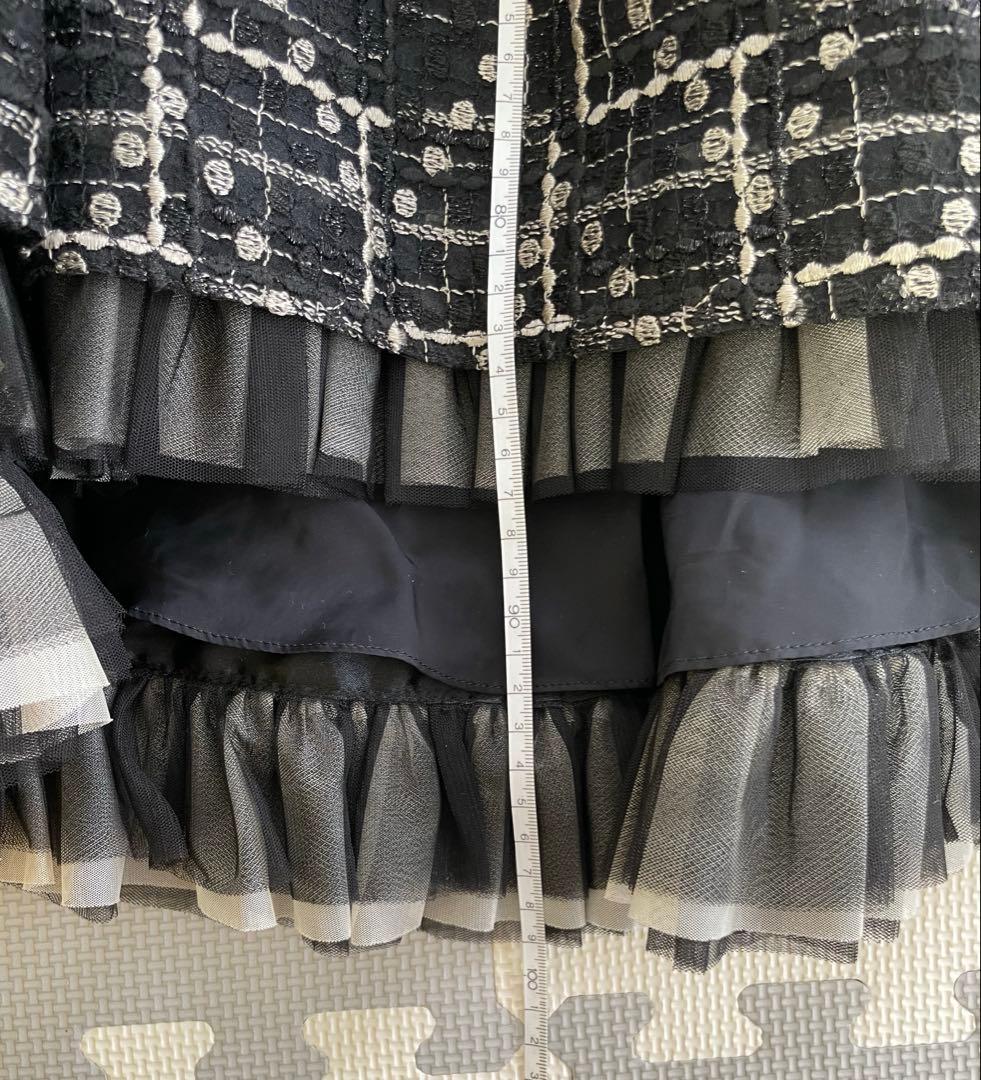 【美品】Rene★ワンピースドレス　ゴールド　黒　チュール　アシンメトリー