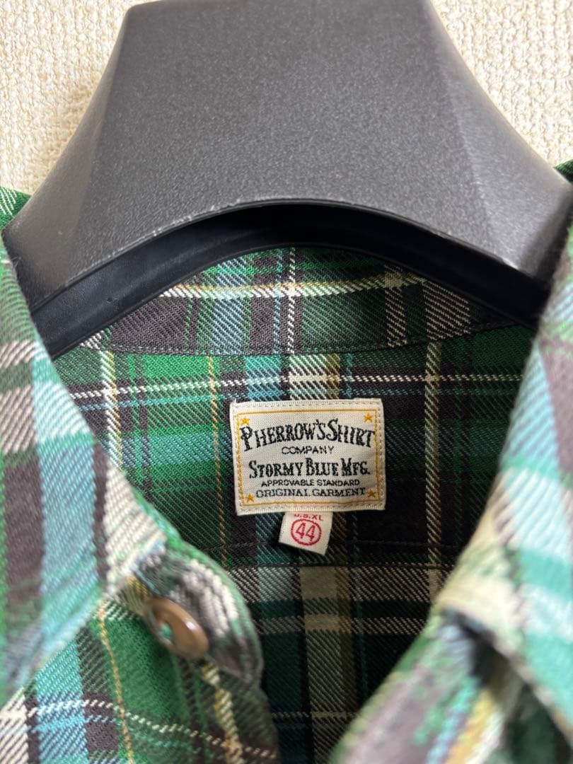 Pherrow’s フェローズ ヘビーネルシャツ XXL グリーン