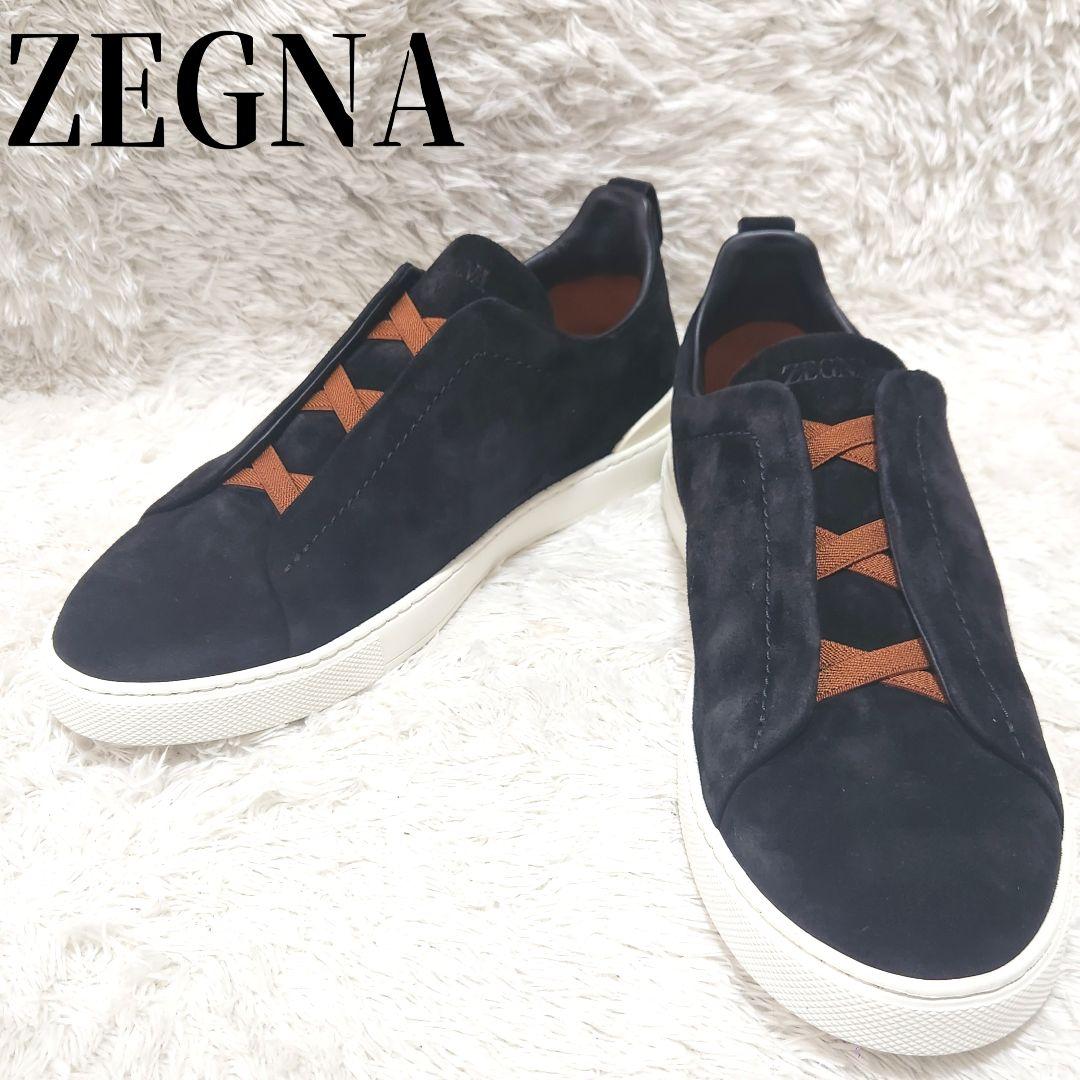 【使用感少】ZEGNA TRIPLE STITCH スウェード スニーカー