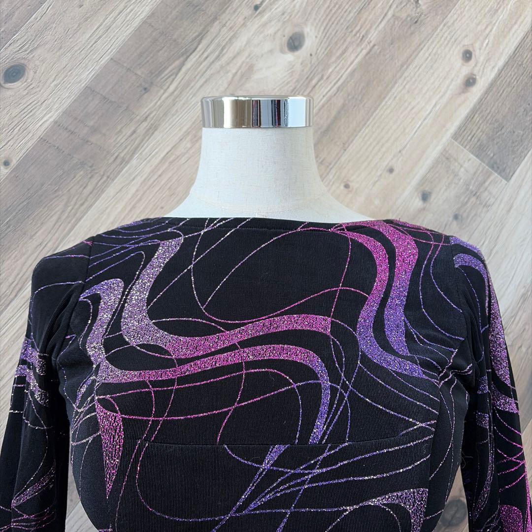 サンヨシムラ 日本製 社交ダンス 衣装 長袖 ドレス ラテン スタンダード 黒L