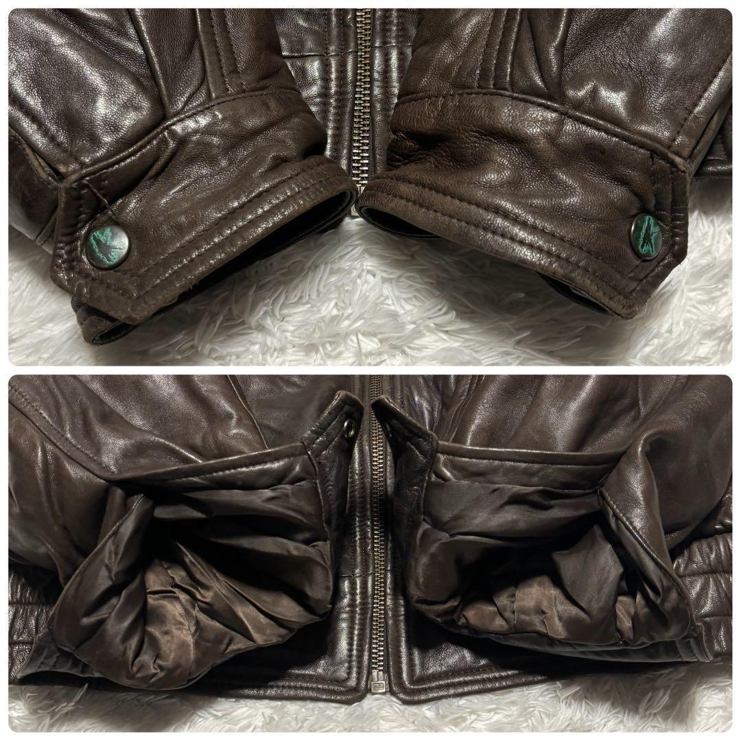 90s G-1 フライト ジェニュインレザー ジャケット ムートン 襟ボア 短丈