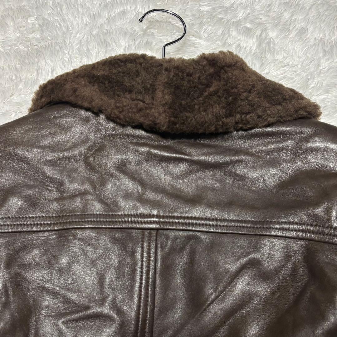 90s G-1 フライト ジェニュインレザー ジャケット ムートン 襟ボア 短丈