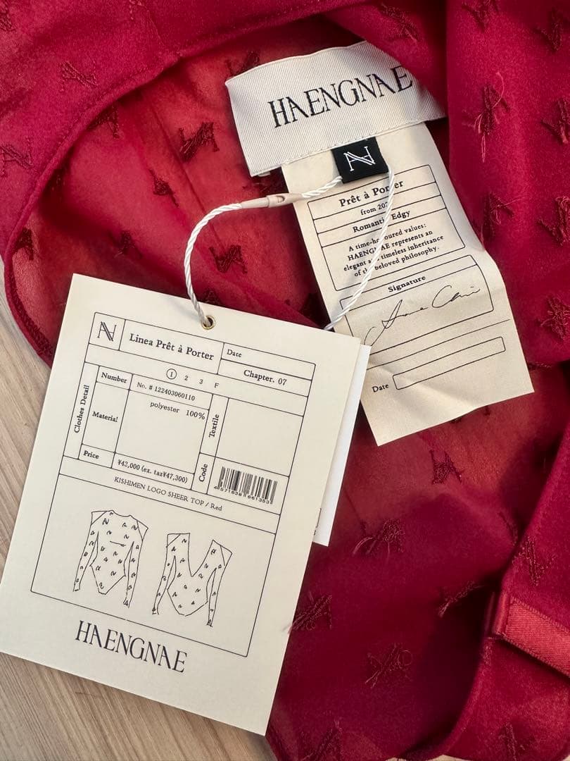 最終価格HAENGNAEヘンネ新品KISHIMEN LOGO SHEER TOP