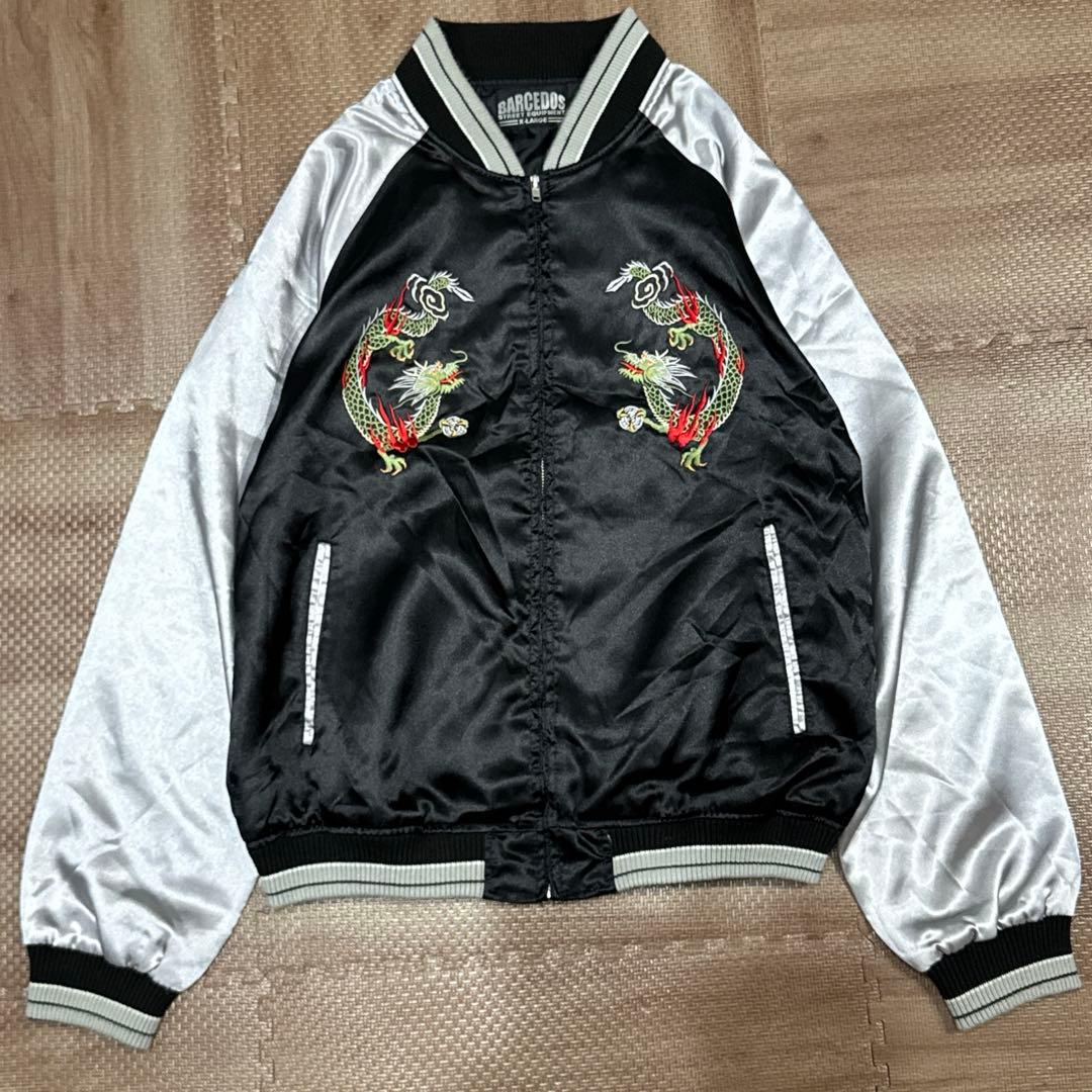 BARCEDOS 日本 龍 スカジャン XL 黒　ブラック　vintage