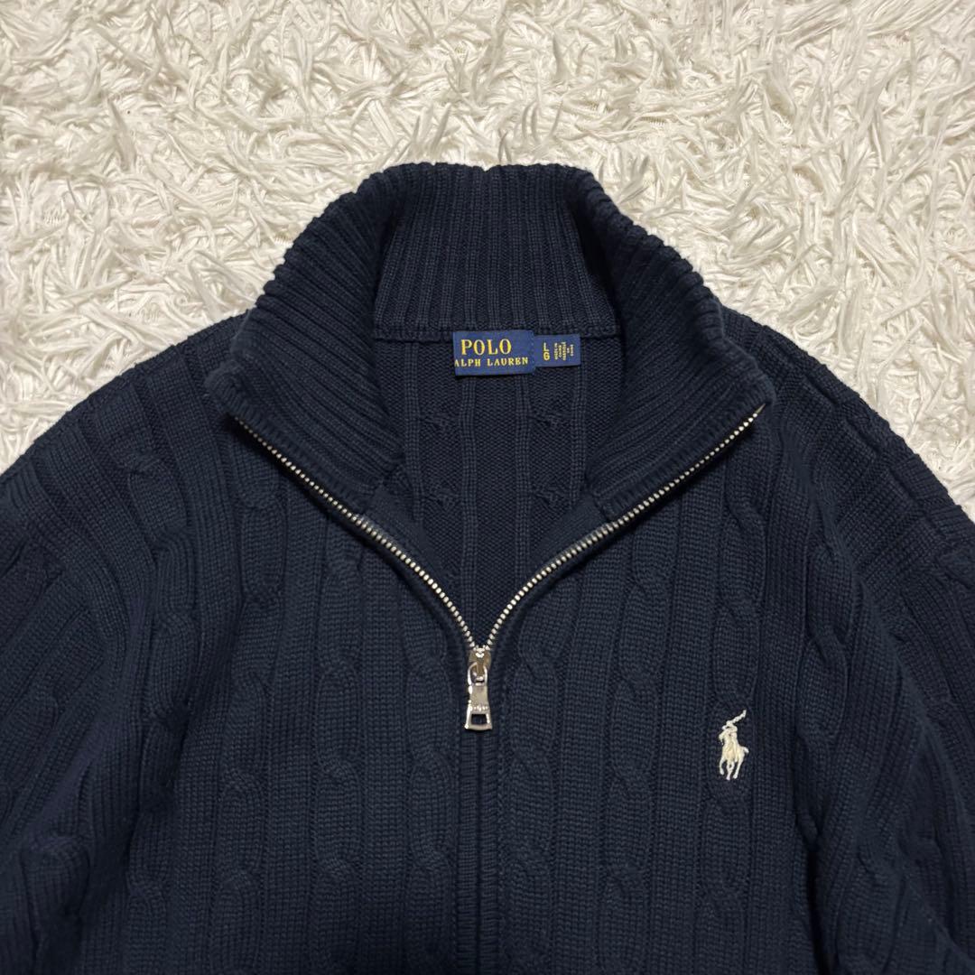 未使用級/XL近年✨ポロラルフローレン ケーブルニット ドライバーズニット 刺繍