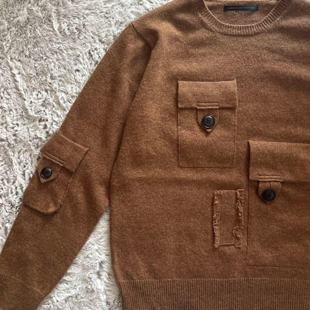 美品　Y's キャメル　ポケット　ニット　セーター