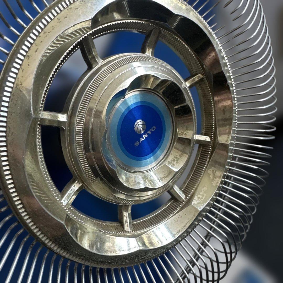 ヴィンテージ　SANYO スタンドファン 青 3枚羽根